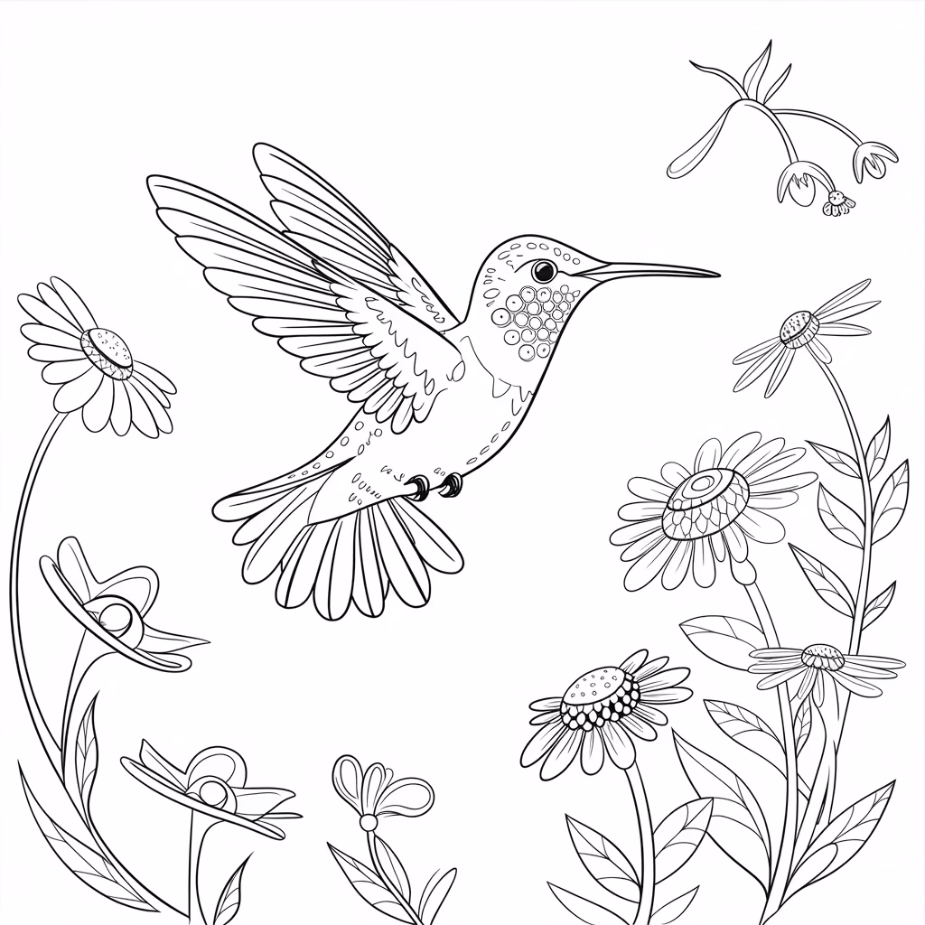Beijaflor para colorir — desenho para imprimir
