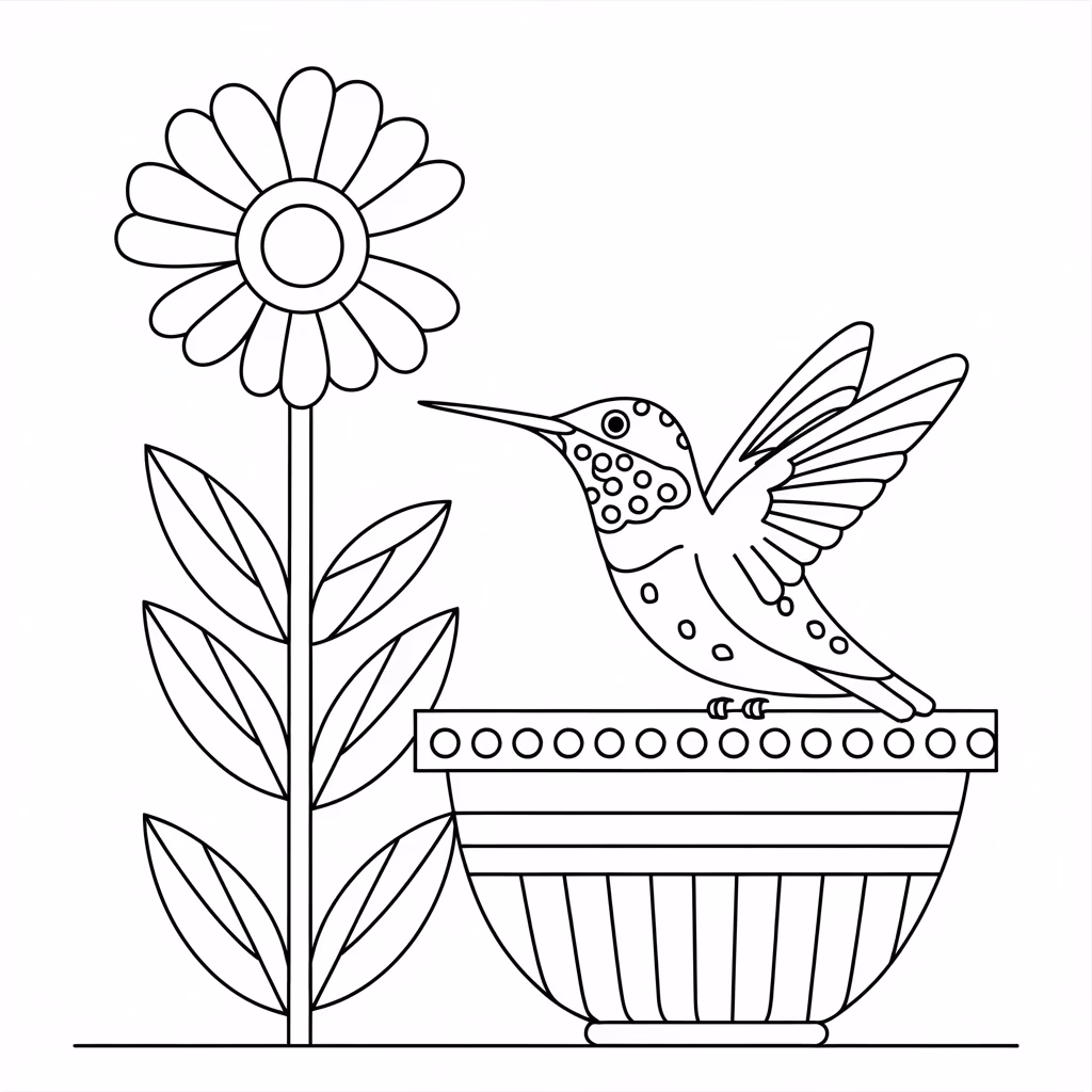 Beijaflor para colorir — desenho para imprimir