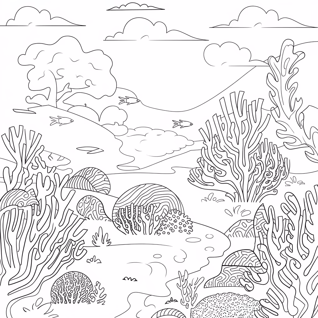 Fundo do mar para colorir — desenho para imprimir