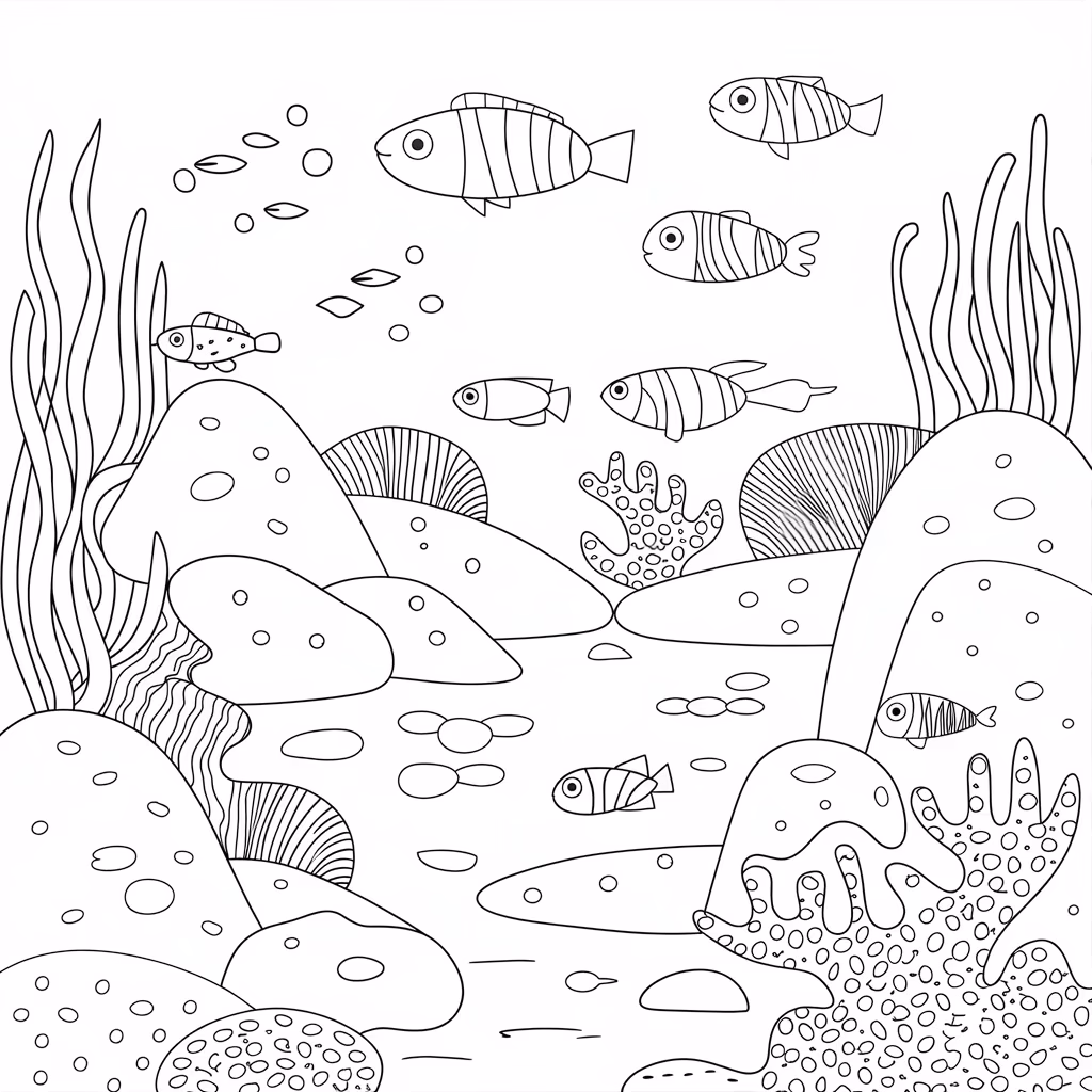 Fundo do mar para colorir — desenho para imprimir