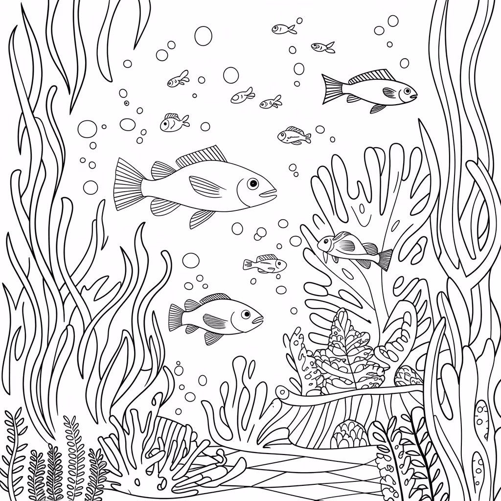 Fundo do mar para colorir — desenho para imprimir