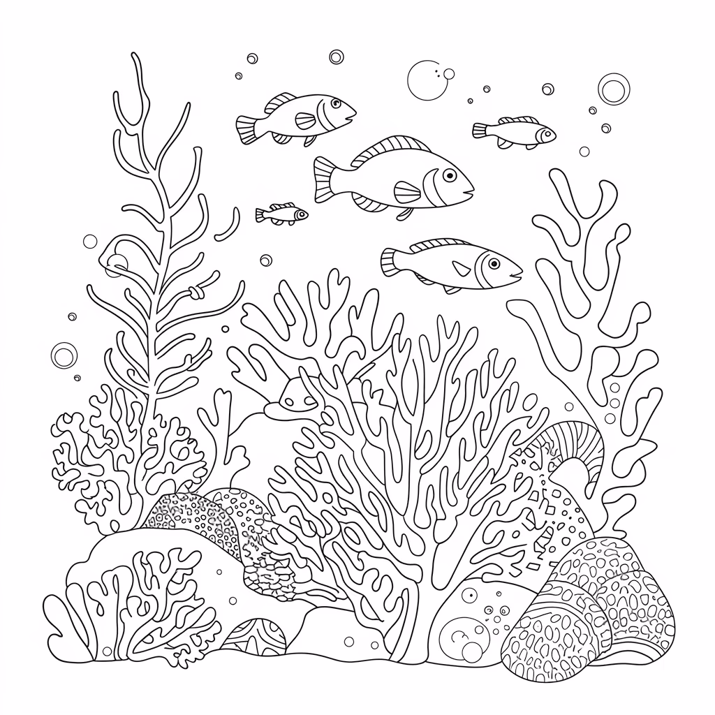 Fundo do mar para colorir — desenho para imprimir