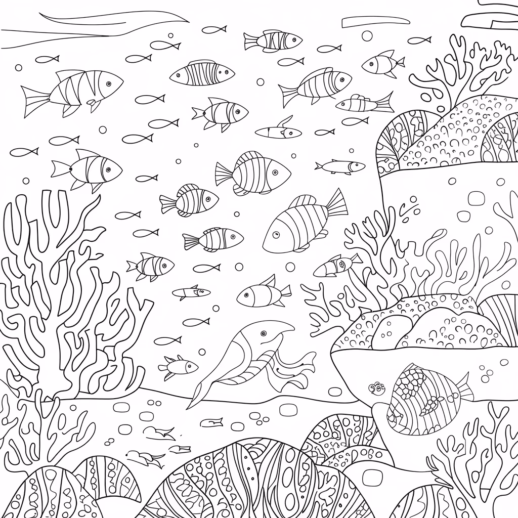 Fundo do mar para colorir — desenho para imprimir