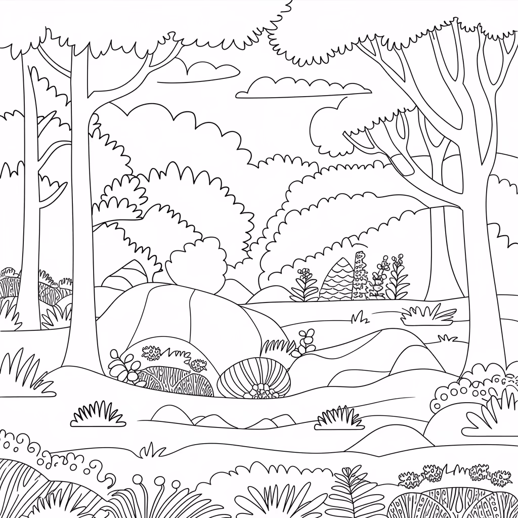 Natureza para colorir — desenho para imprimir