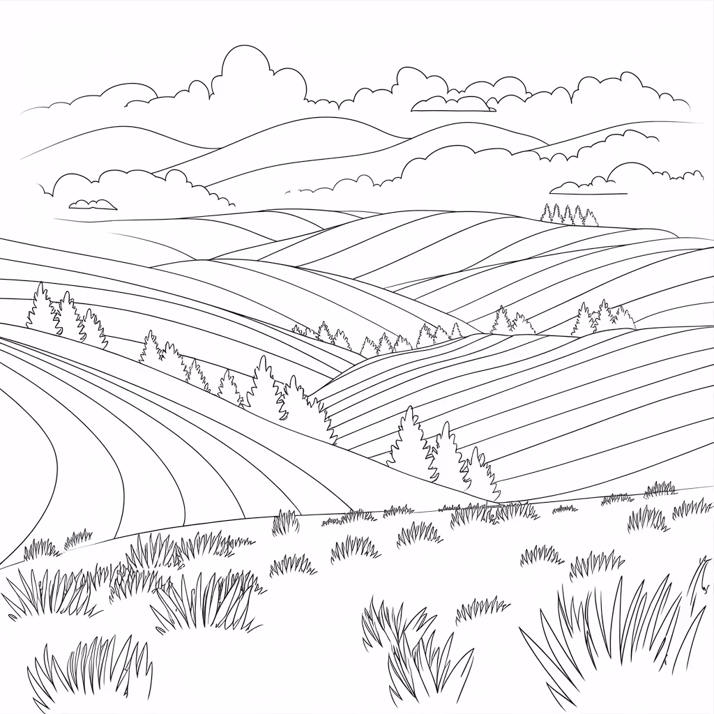 Natureza para colorir — desenho para imprimir