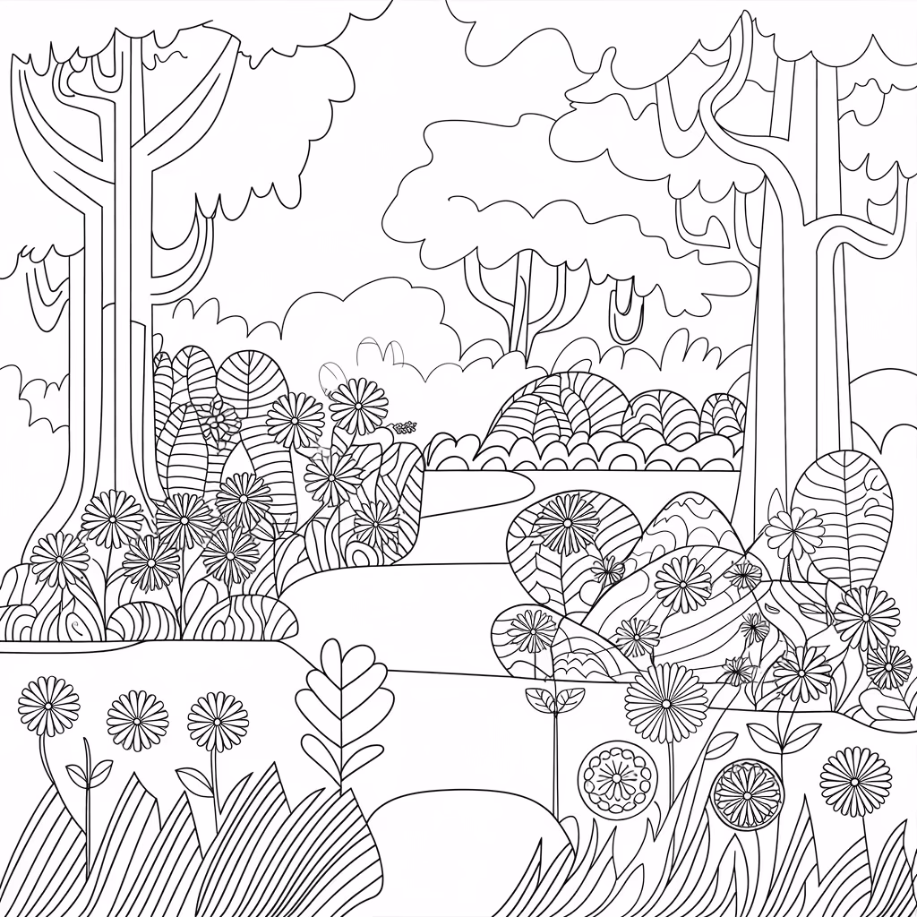 Natureza para colorir — desenho para imprimir