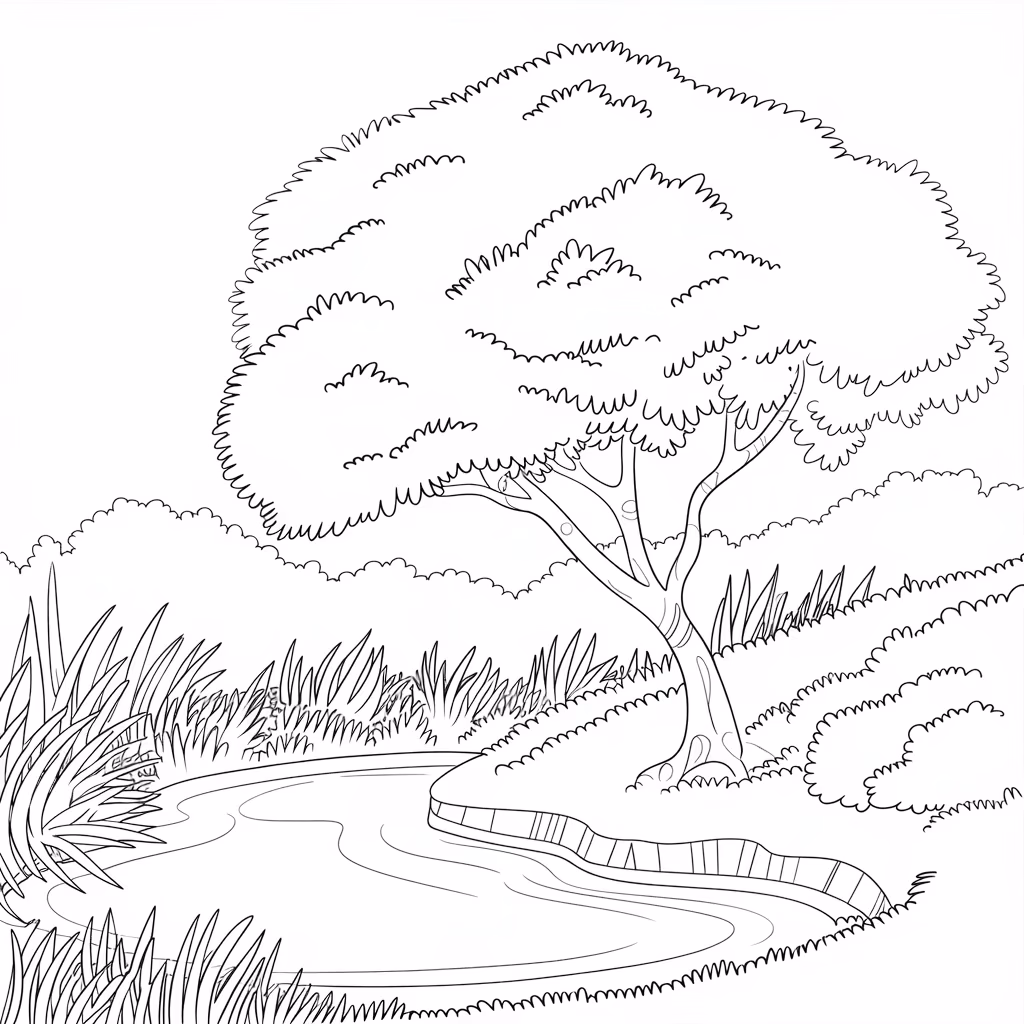 Natureza para colorir — desenho para imprimir