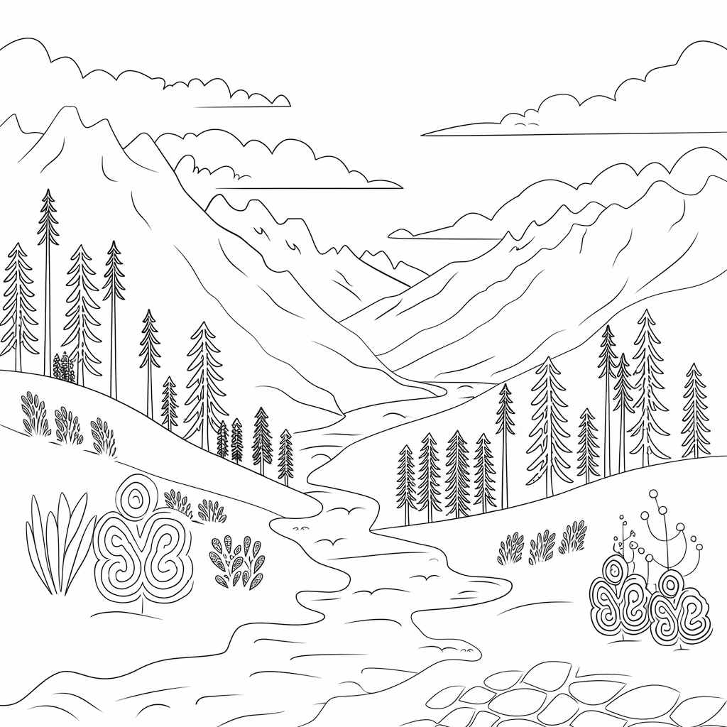 Natureza para colorir — desenho para imprimir