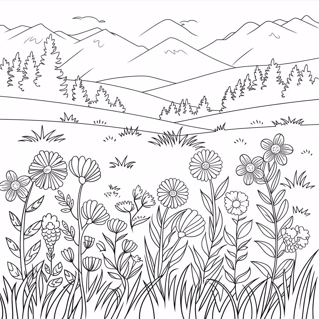Natureza para colorir — desenho para imprimir