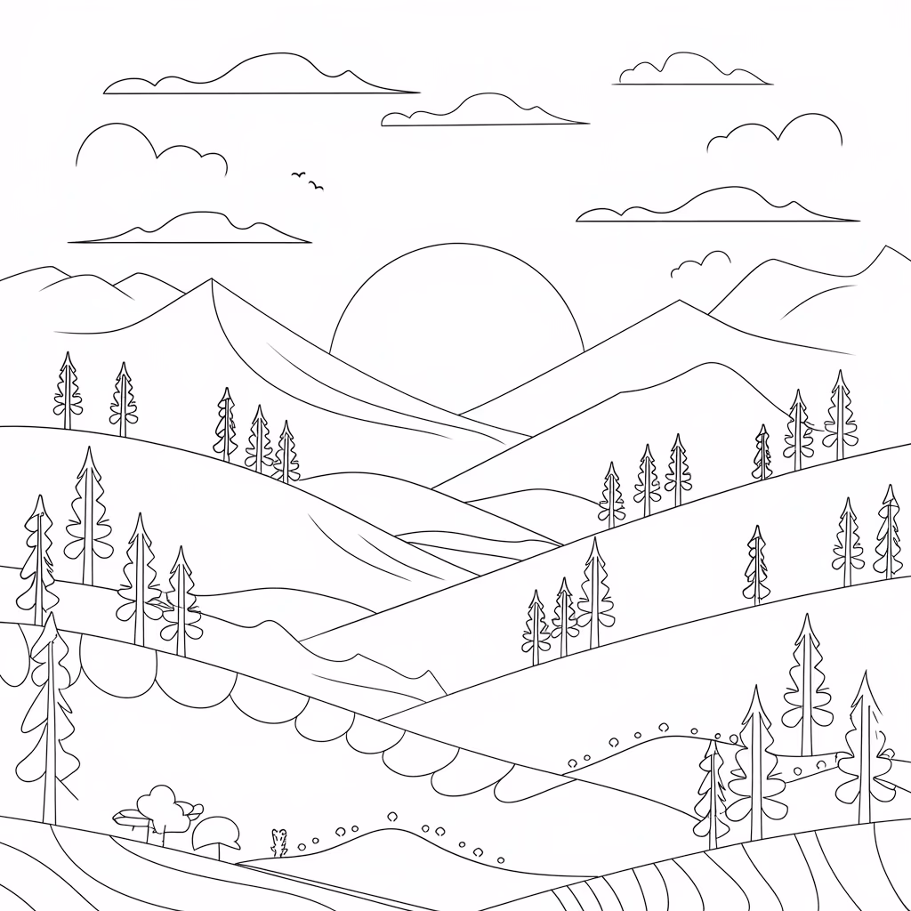 Natureza para colorir — desenho para imprimir