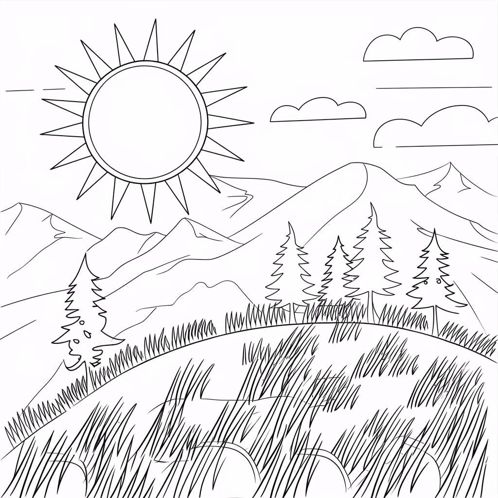 Natureza para colorir — desenho para imprimir