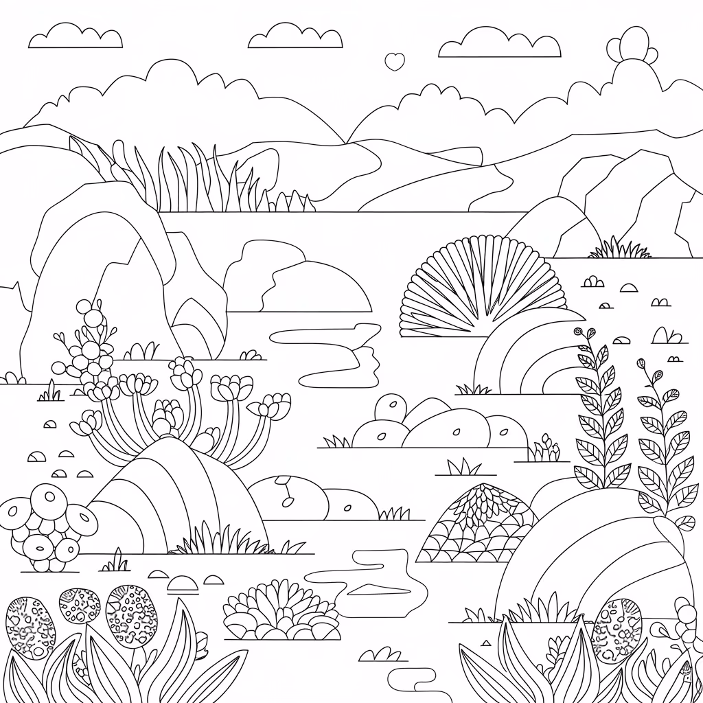 Natureza para colorir — desenho para imprimir