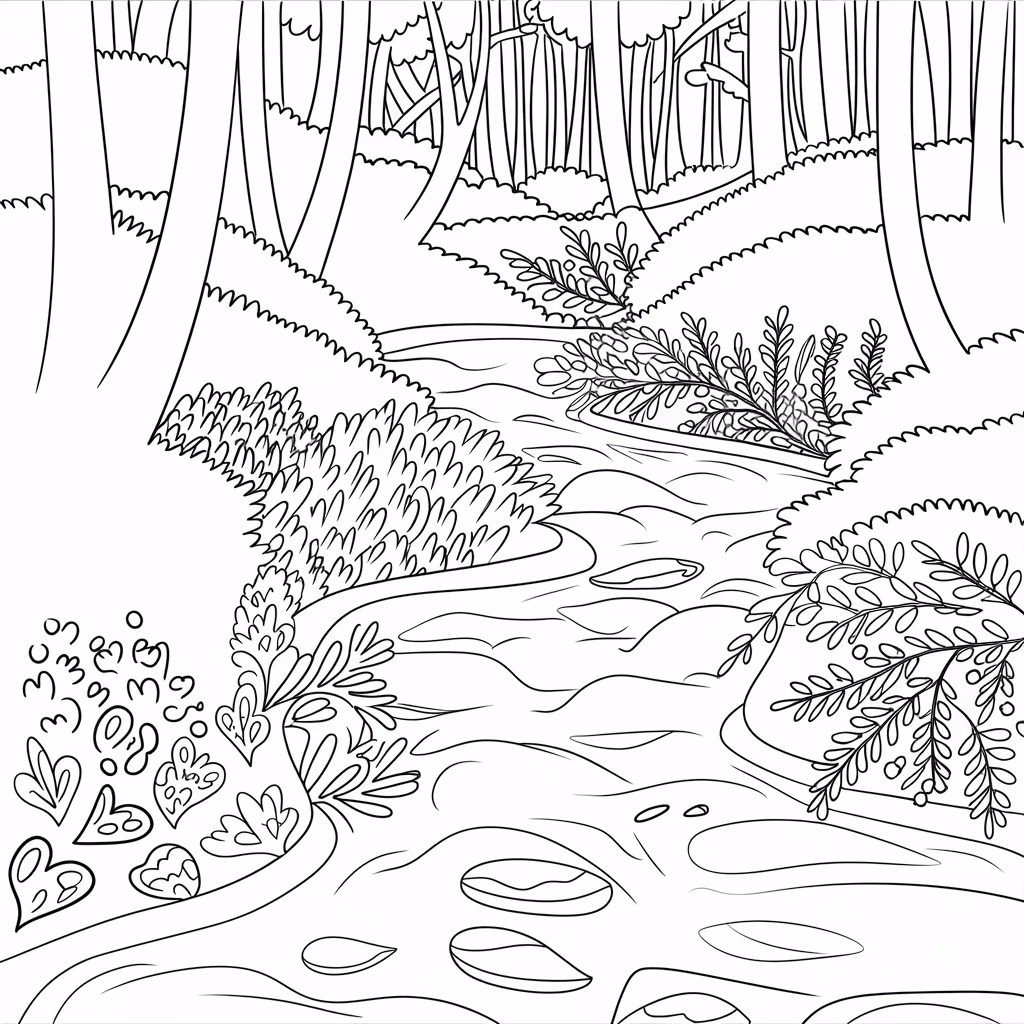 Natureza para colorir — desenho para imprimir