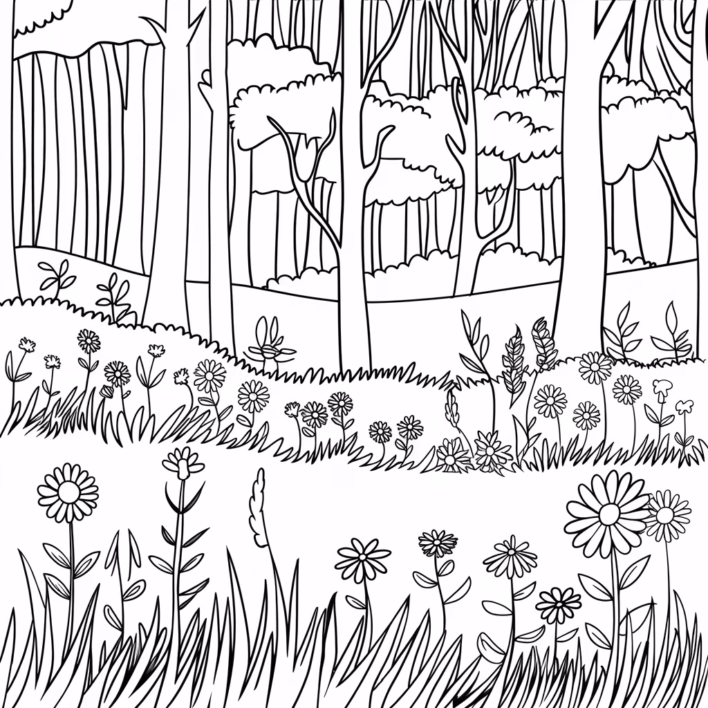 Natureza para colorir — desenho para imprimir