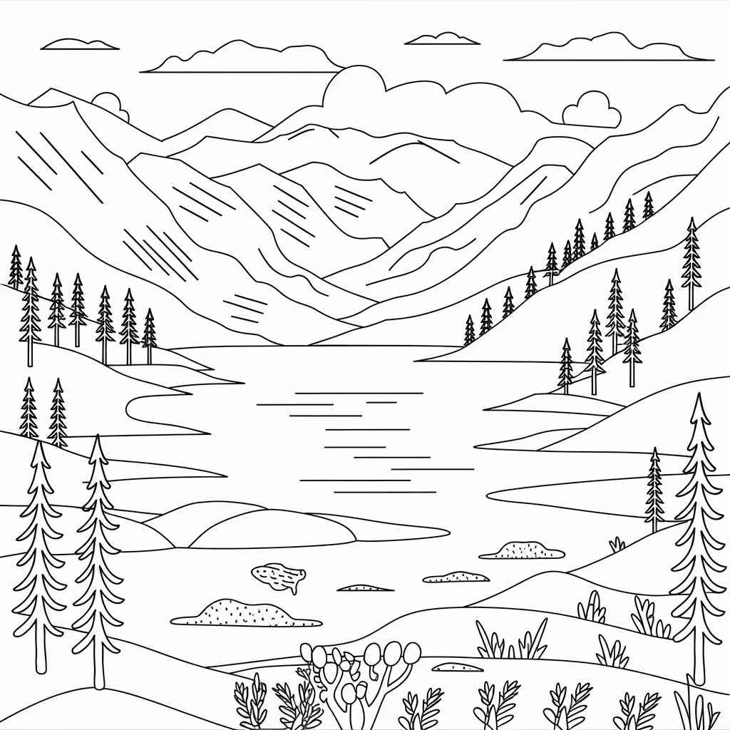 Natureza para colorir — desenho para imprimir