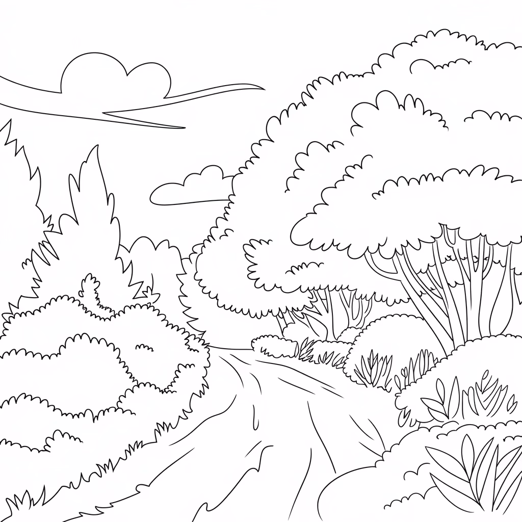 Natureza para colorir — desenho para imprimir
