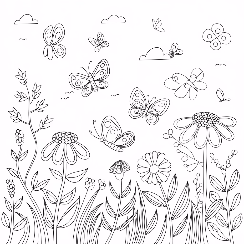 Natureza para colorir — desenho para imprimir