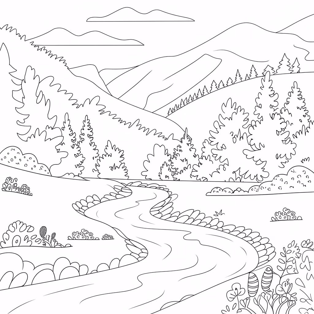 Natureza para colorir — desenho para imprimir