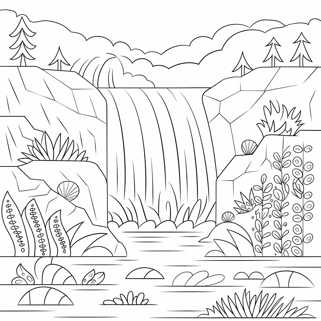 Natureza para colorir — desenho para imprimir