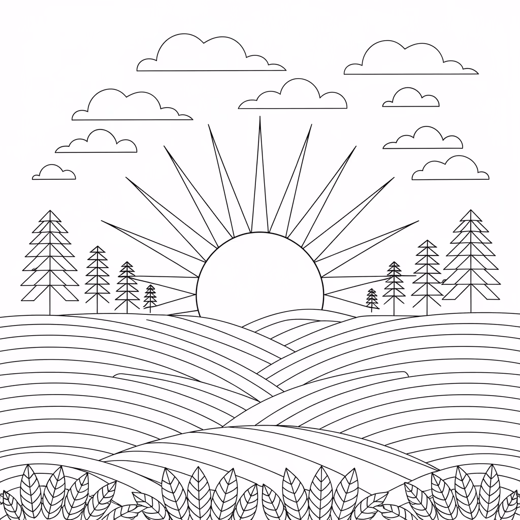 Natureza para colorir — desenho para imprimir