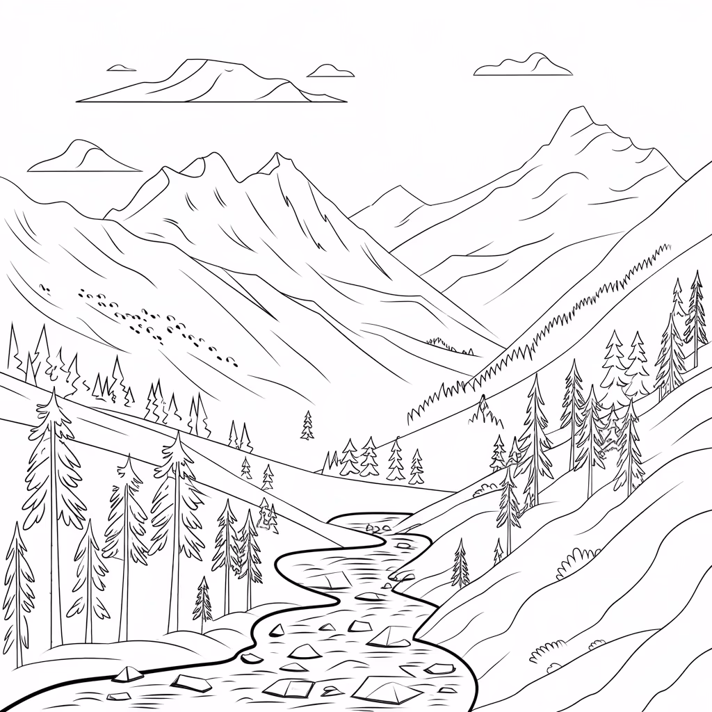 Natureza para colorir — desenho para imprimir