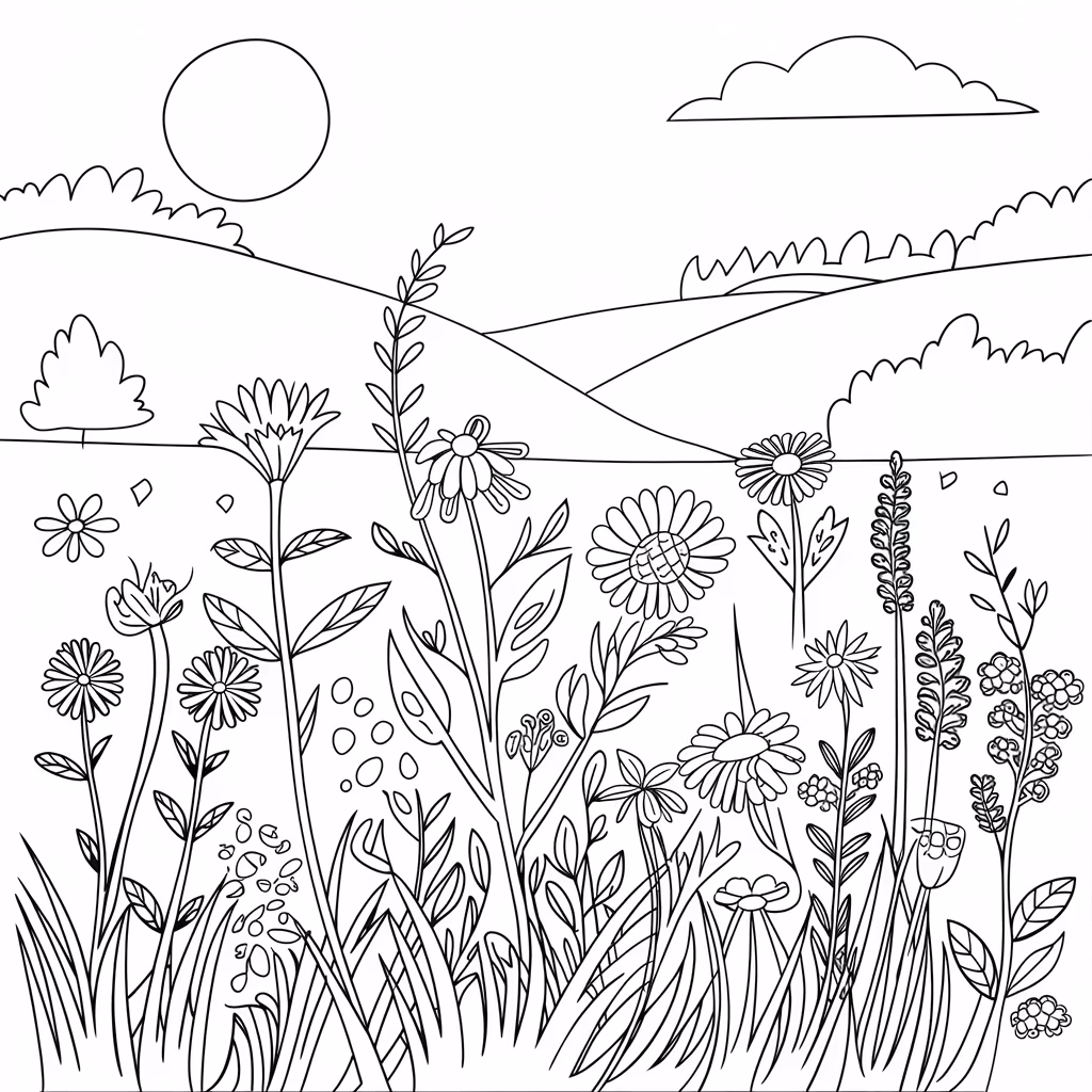 Natureza para colorir — desenho para imprimir