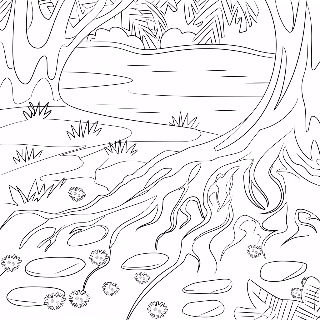 Natureza para colorir — desenho para imprimir