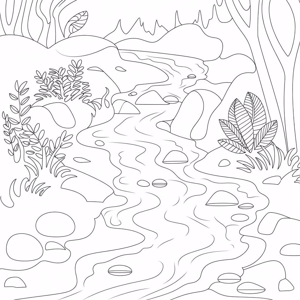 Natureza para colorir — desenho para imprimir