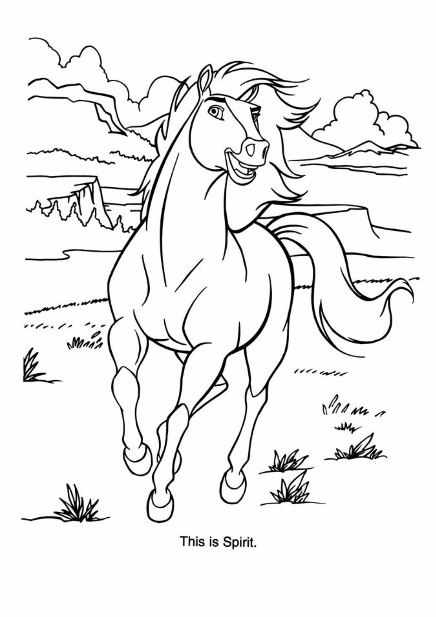 Spirit e para colorir — desenho para imprimir