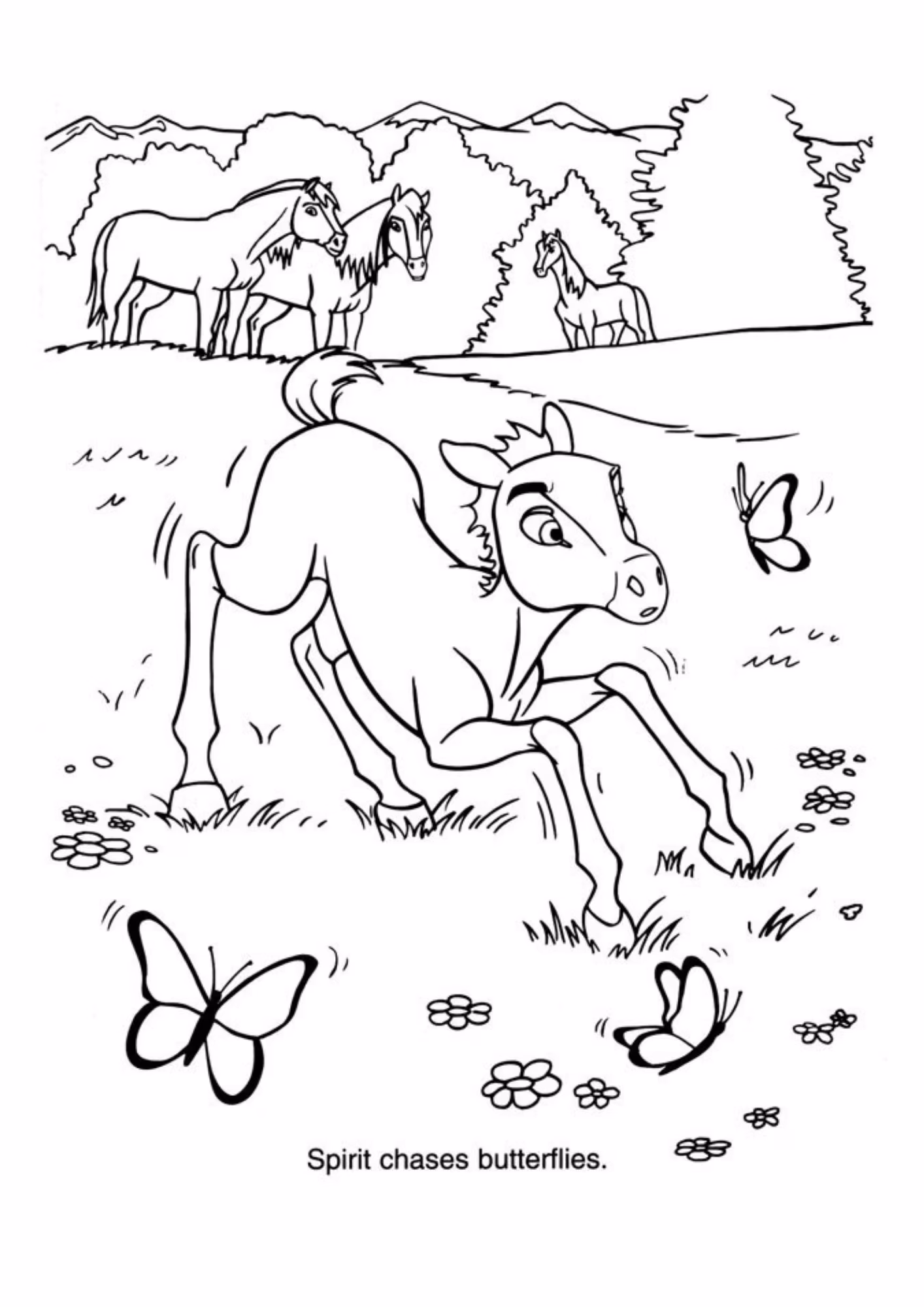 Spirit e para colorir — desenho para imprimir