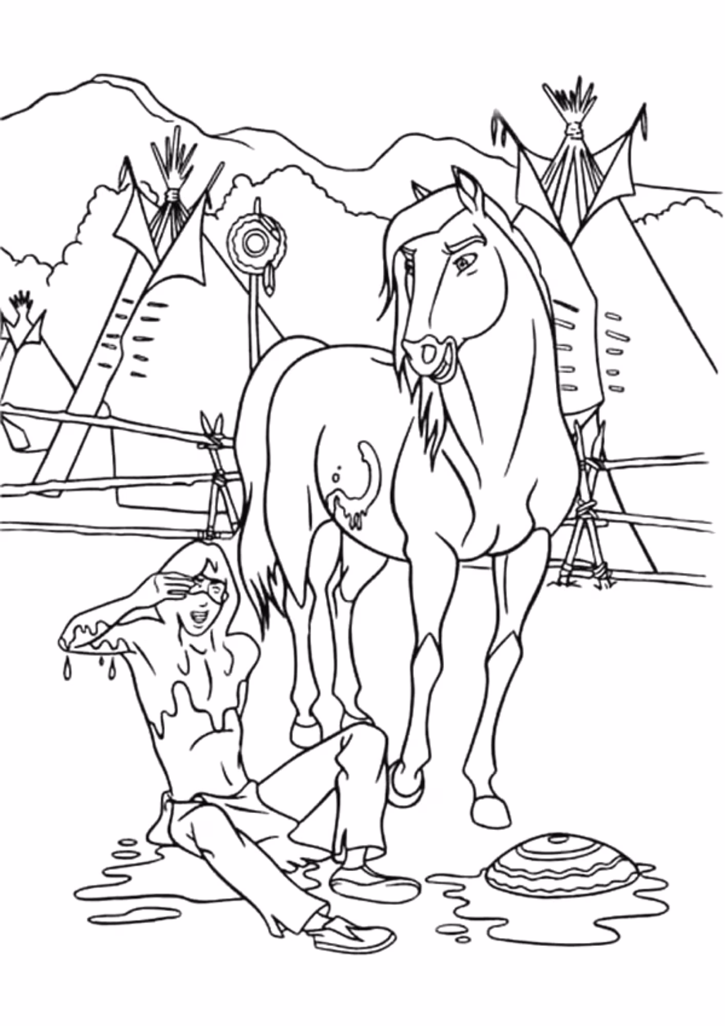 Spirit e para colorir — desenho para imprimir