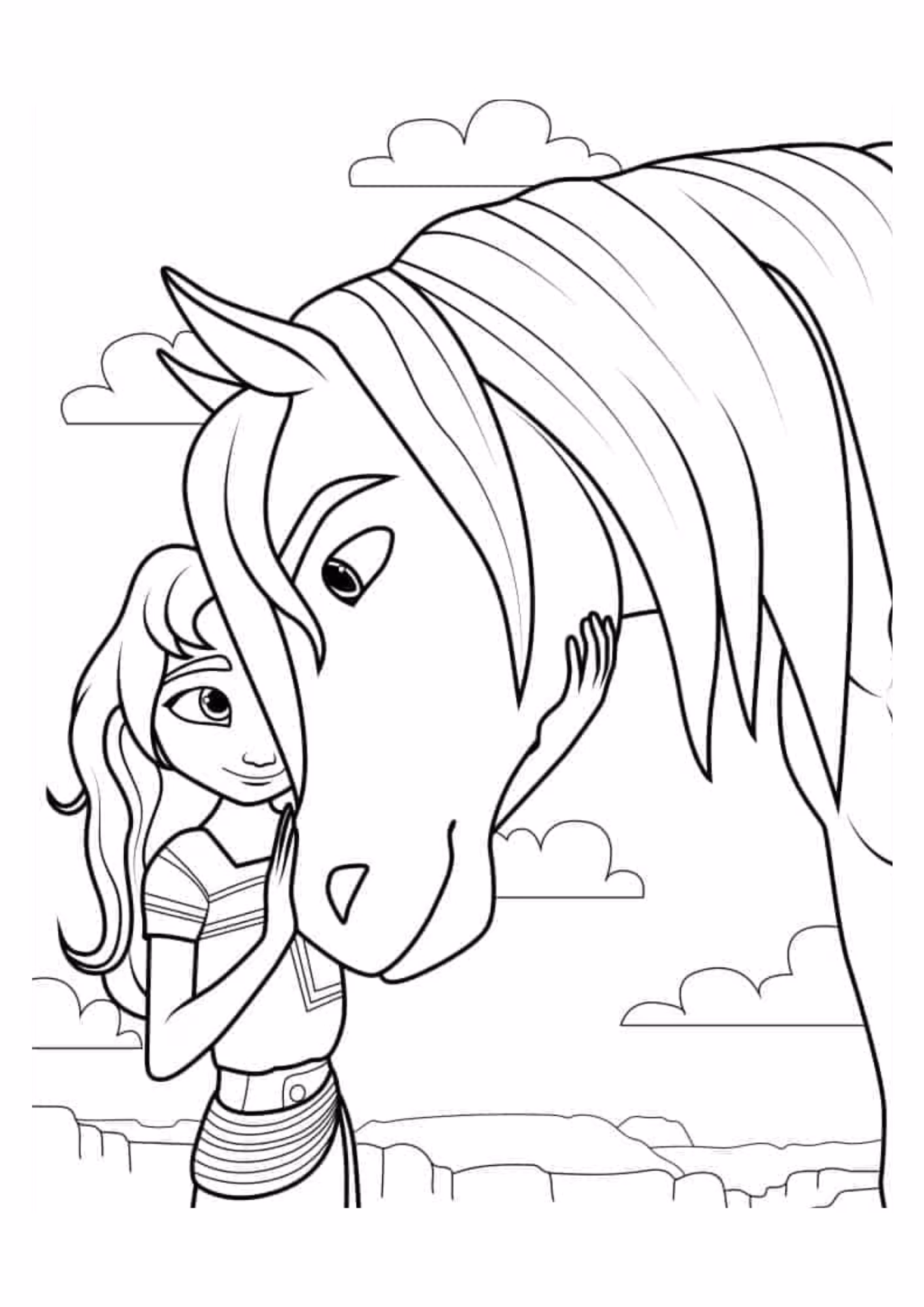 Spirit e para colorir — desenho para imprimir