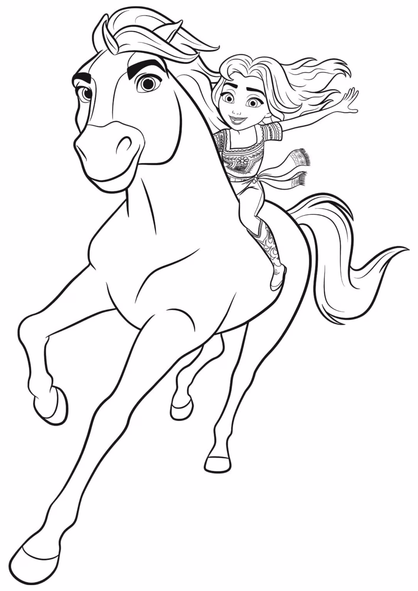 Spirit e para colorir — desenho para imprimir