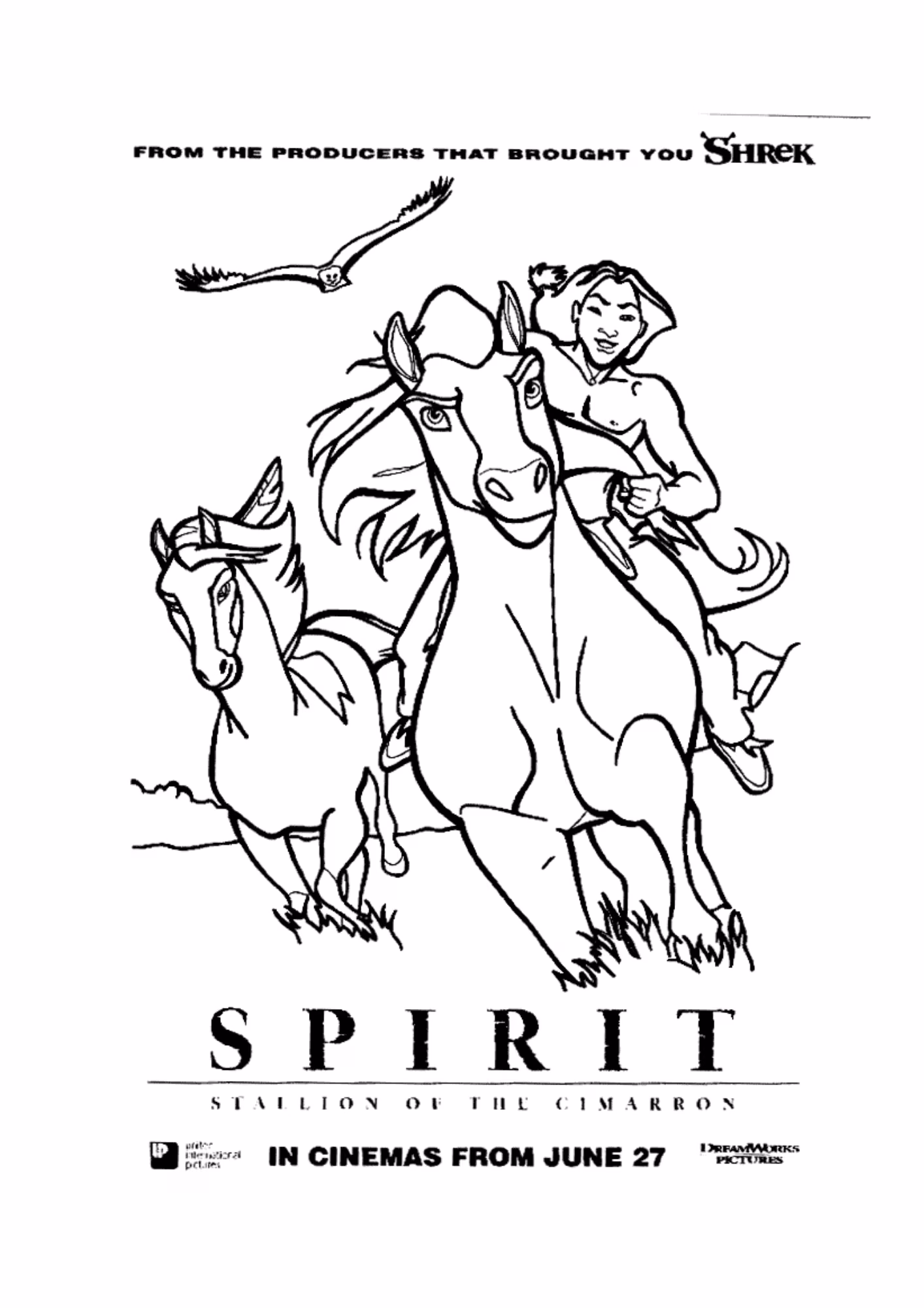 Spirit e para colorir — desenho para imprimir