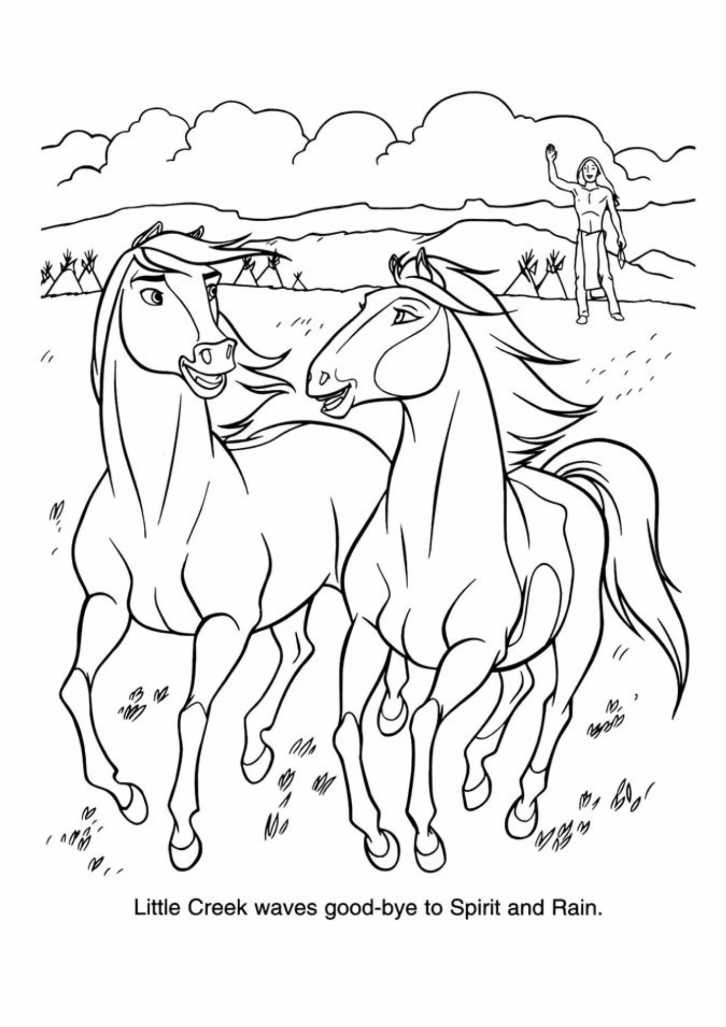 Spirit e para colorir — desenho para imprimir