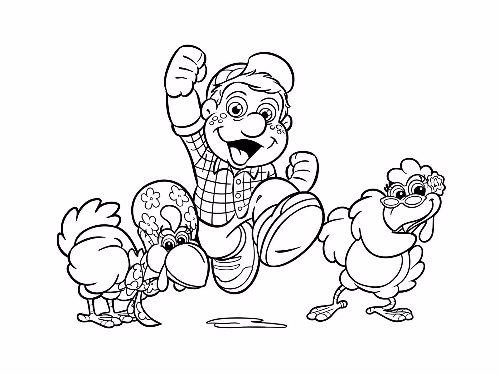 Turma do cocorico para colorir — desenho para imprimir