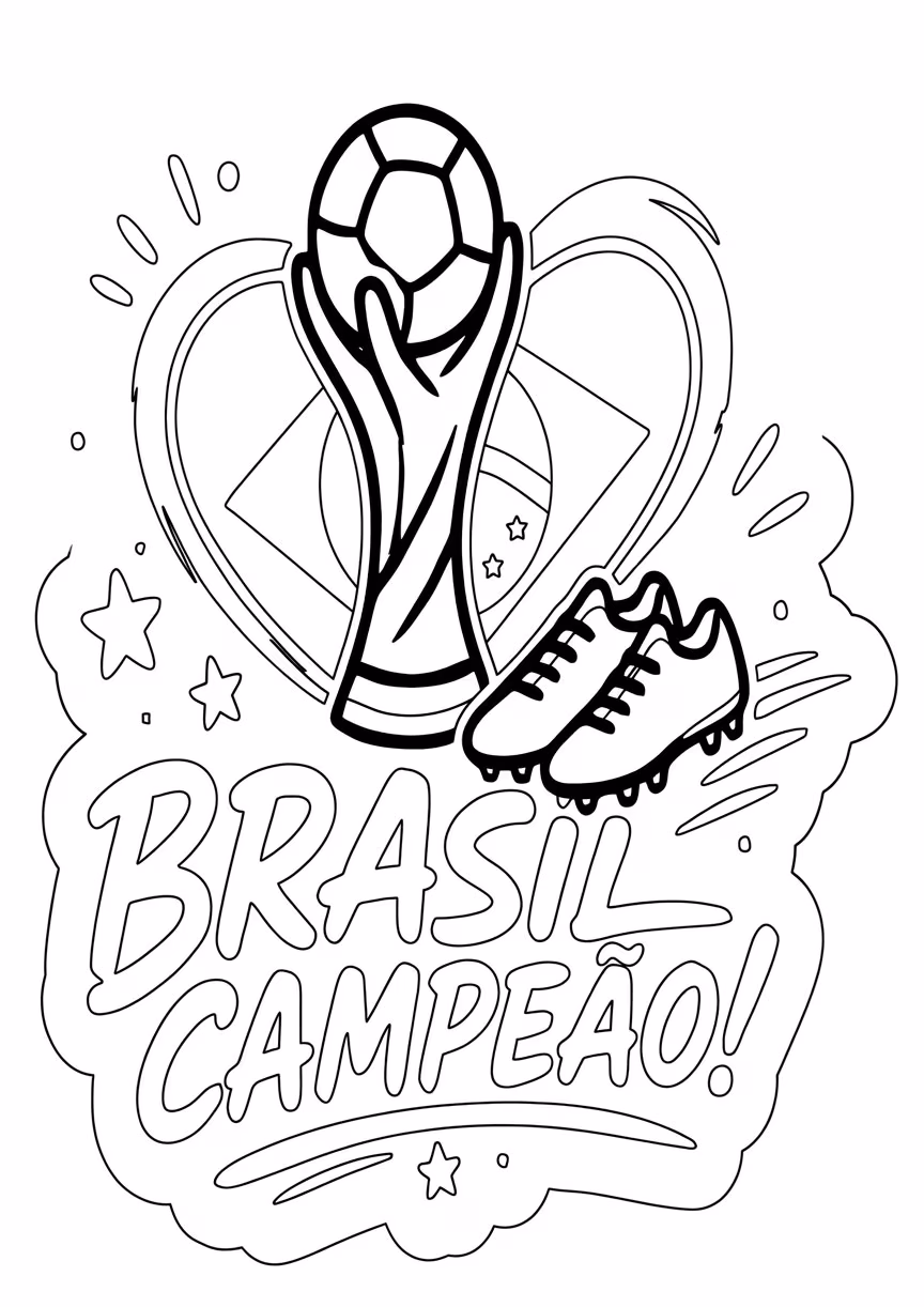 Chuteiras brasil campeao e para colorir — desenho para imprimir