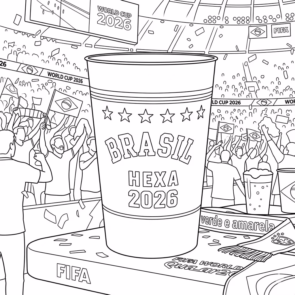 Copo da copa do mundo para colorir — desenho para imprimir