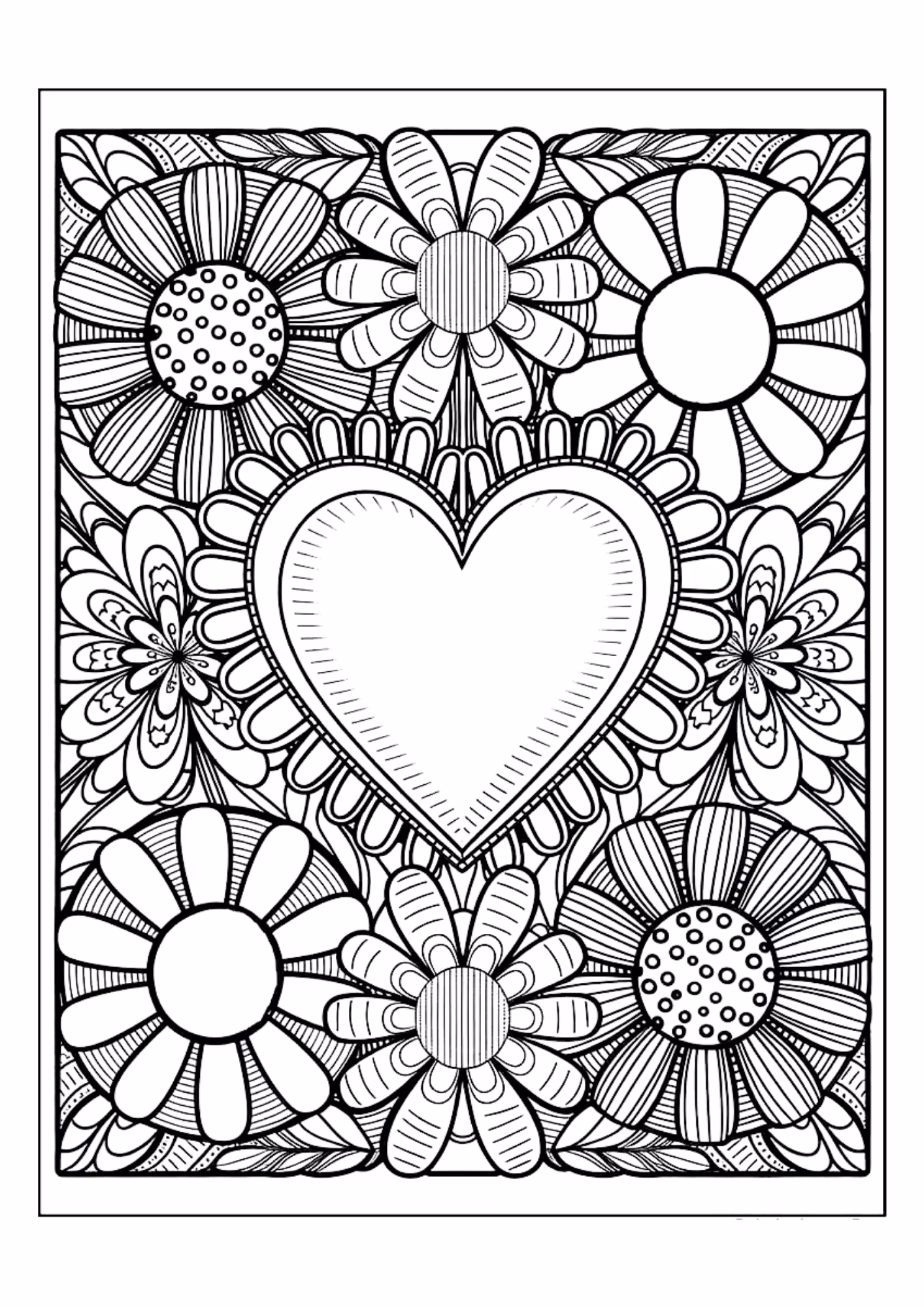Coracao e e para colorir — desenho para imprimir
