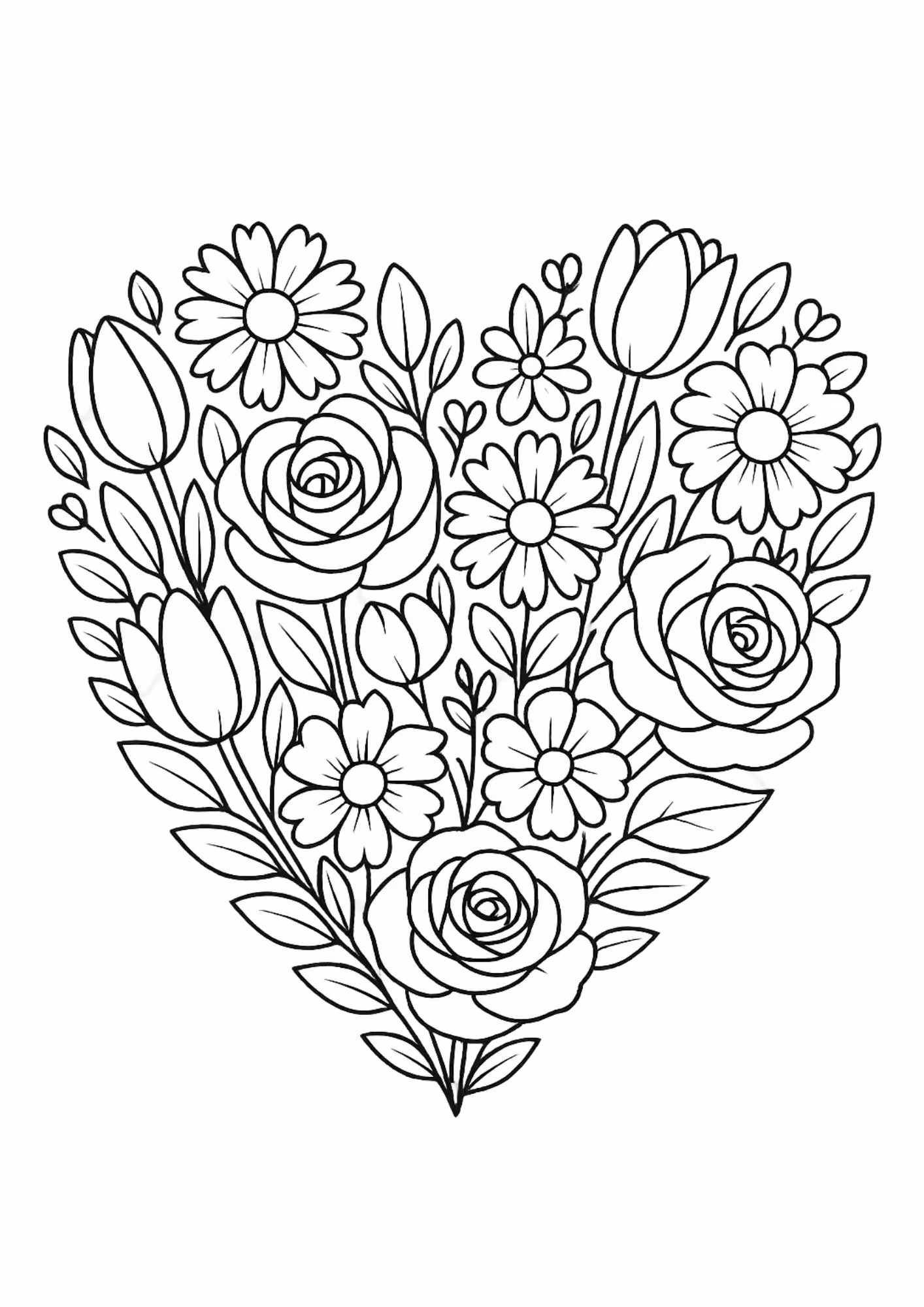 Coracao e e para colorir — desenho para imprimir