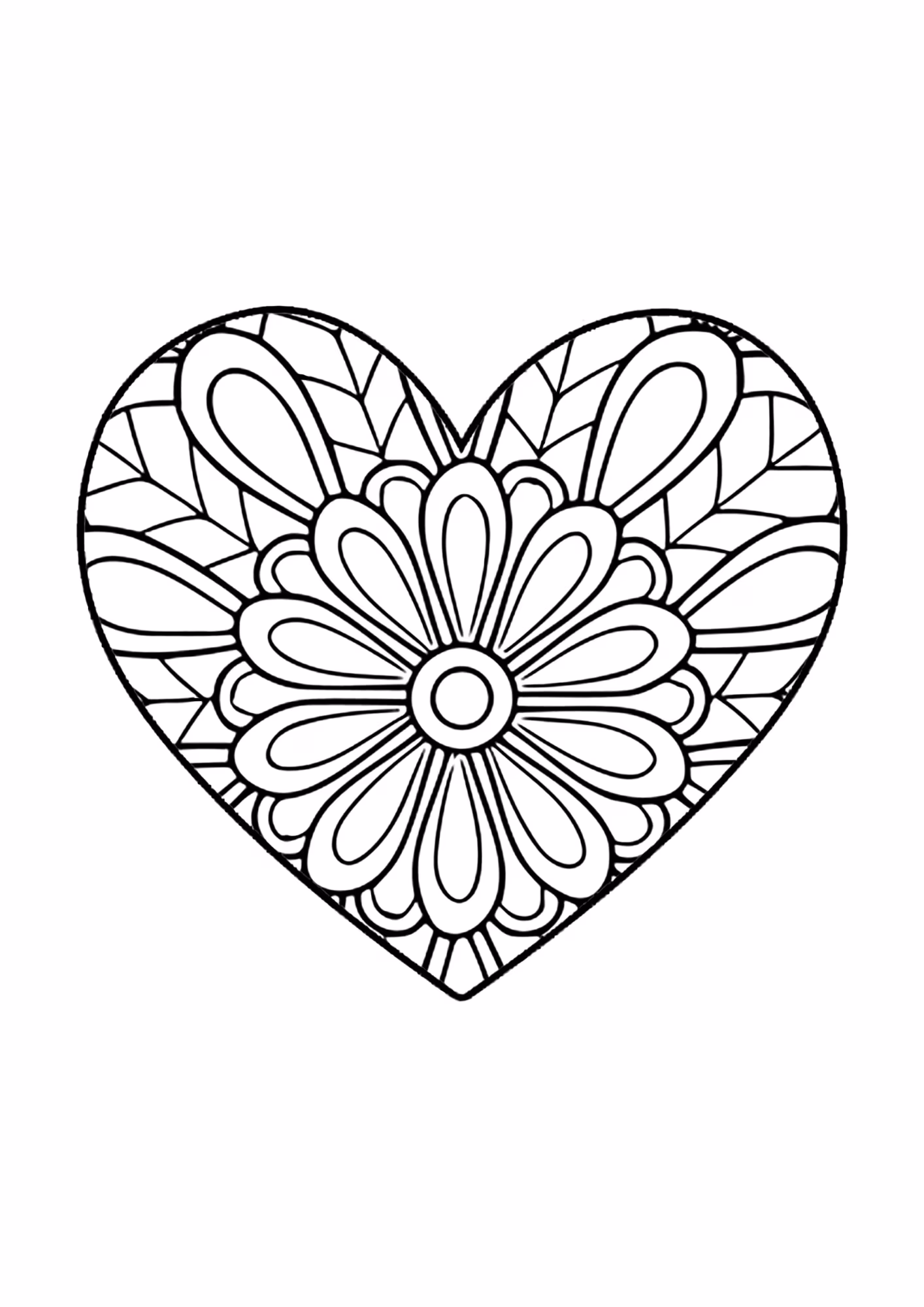 Coracao e e para colorir — desenho para imprimir