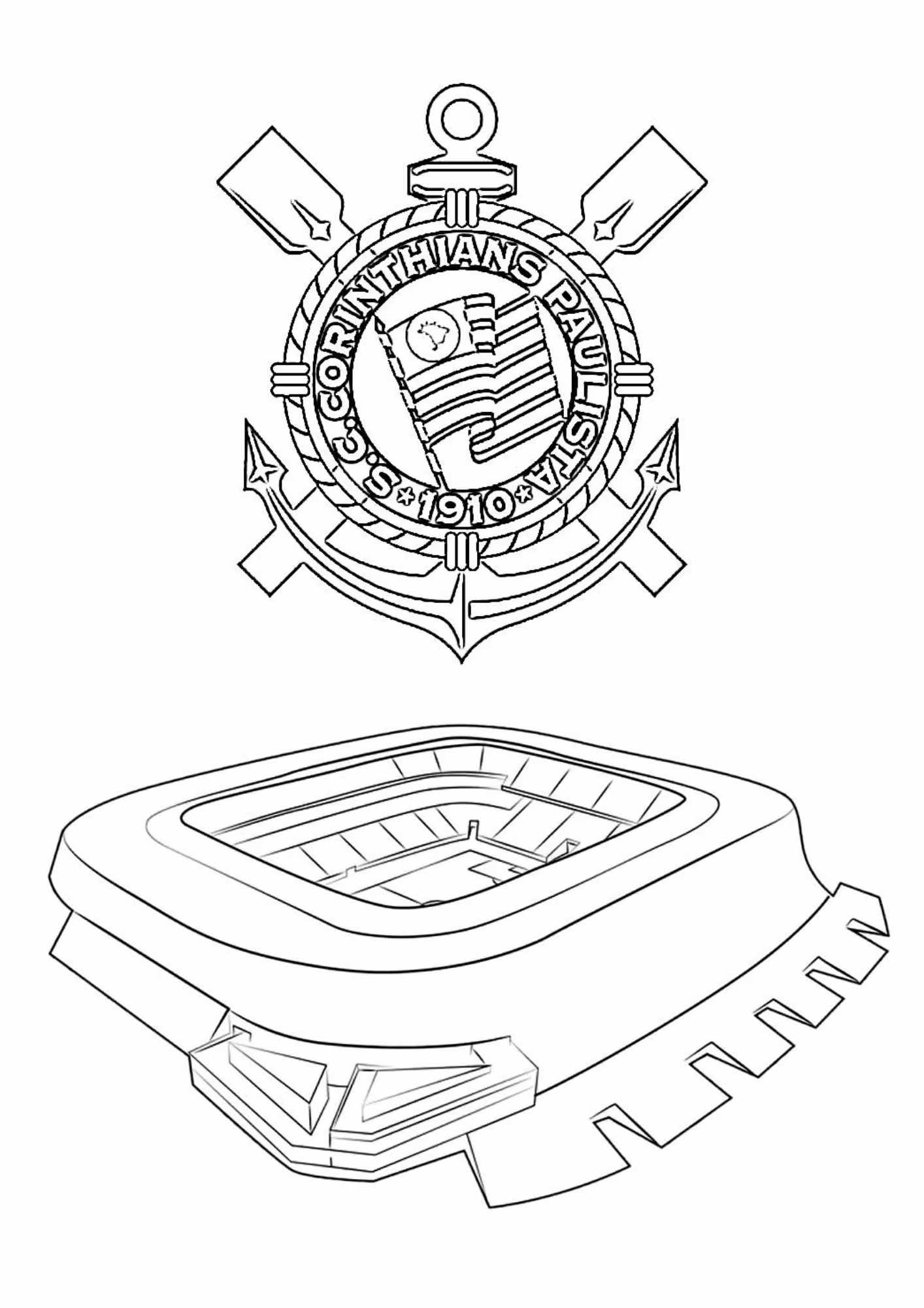 Corinthians e para colorir — desenho para imprimir
