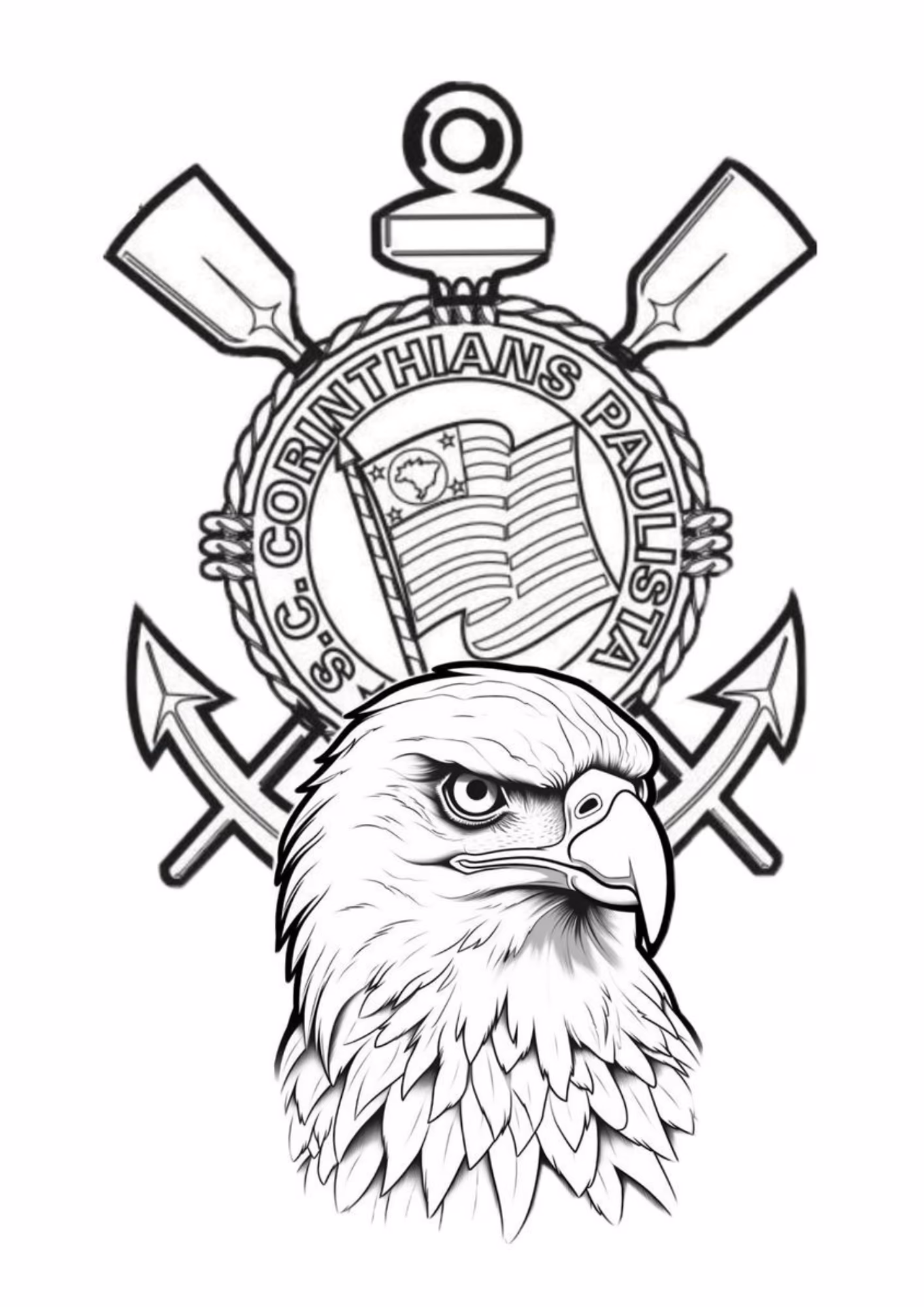 Corinthians e para colorir — desenho para imprimir