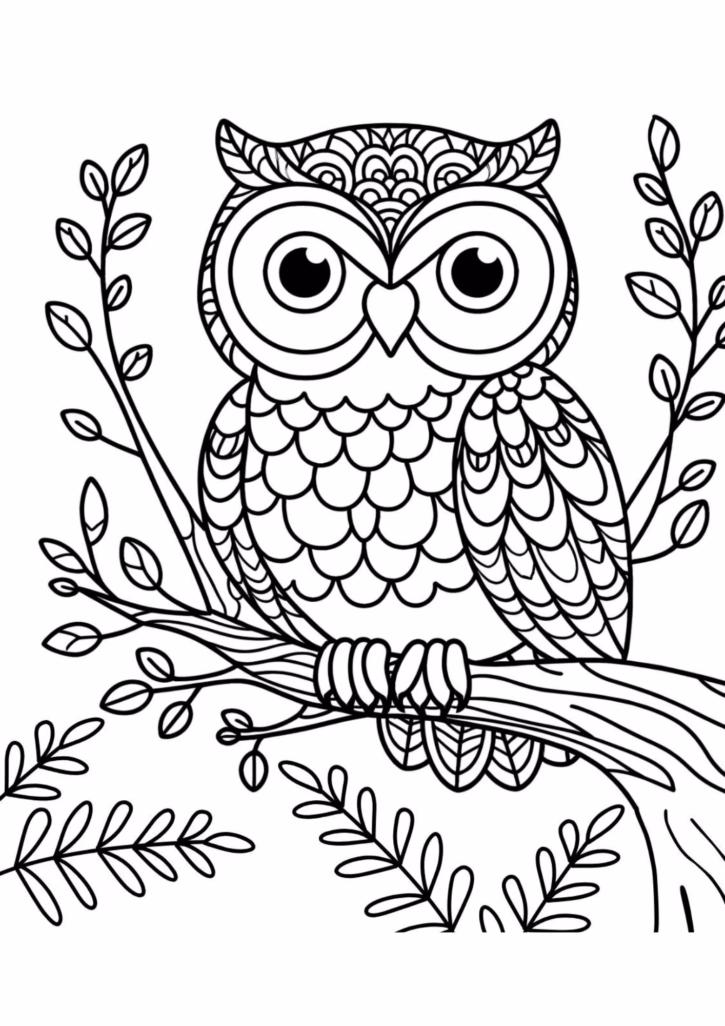 Coruja e para colorir — desenho para imprimir