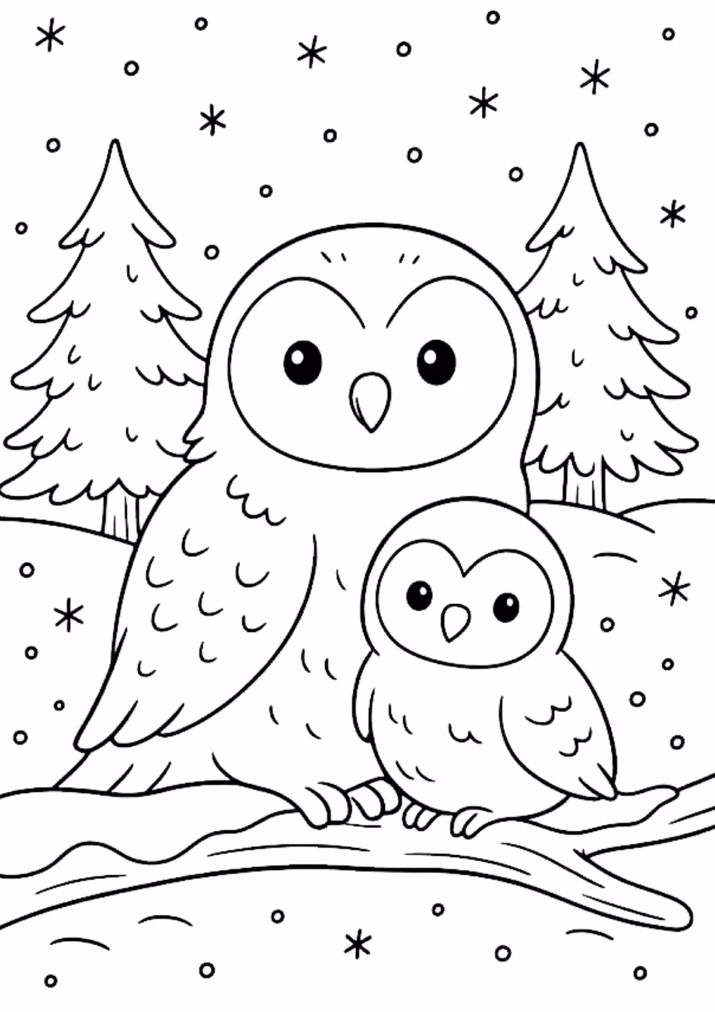 Coruja e para colorir — desenho para imprimir