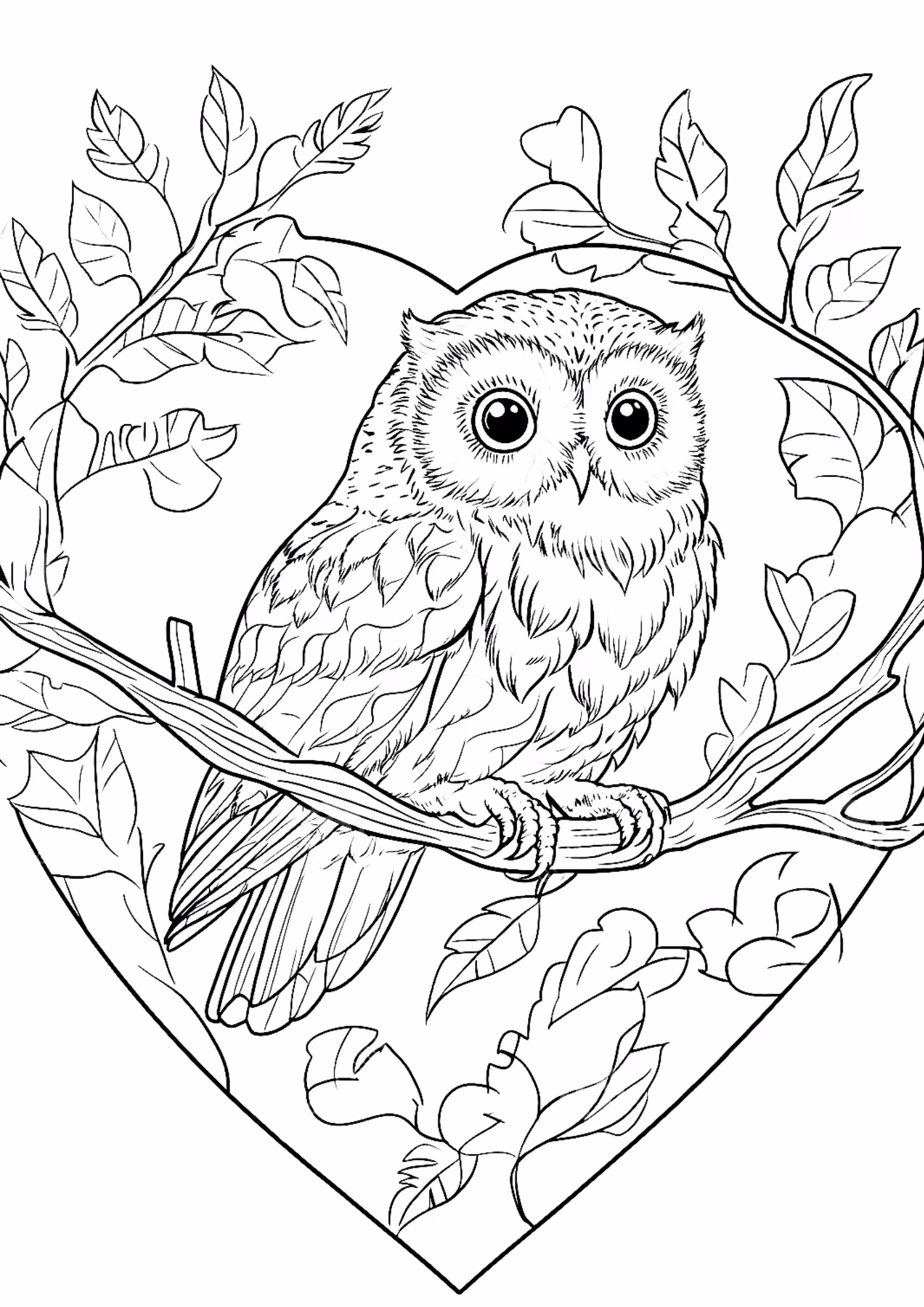 Coruja e para colorir — desenho para imprimir