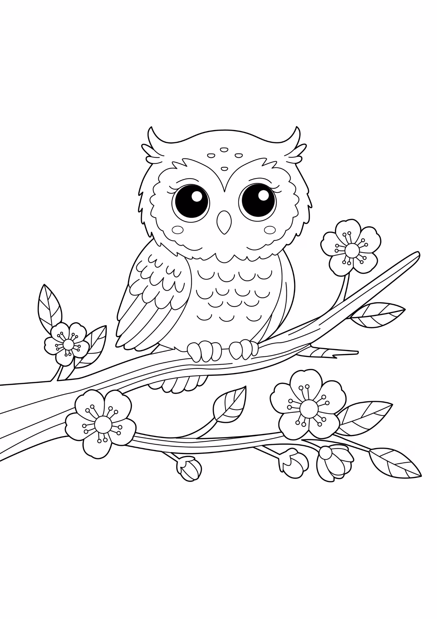 Coruja e para colorir — desenho para imprimir