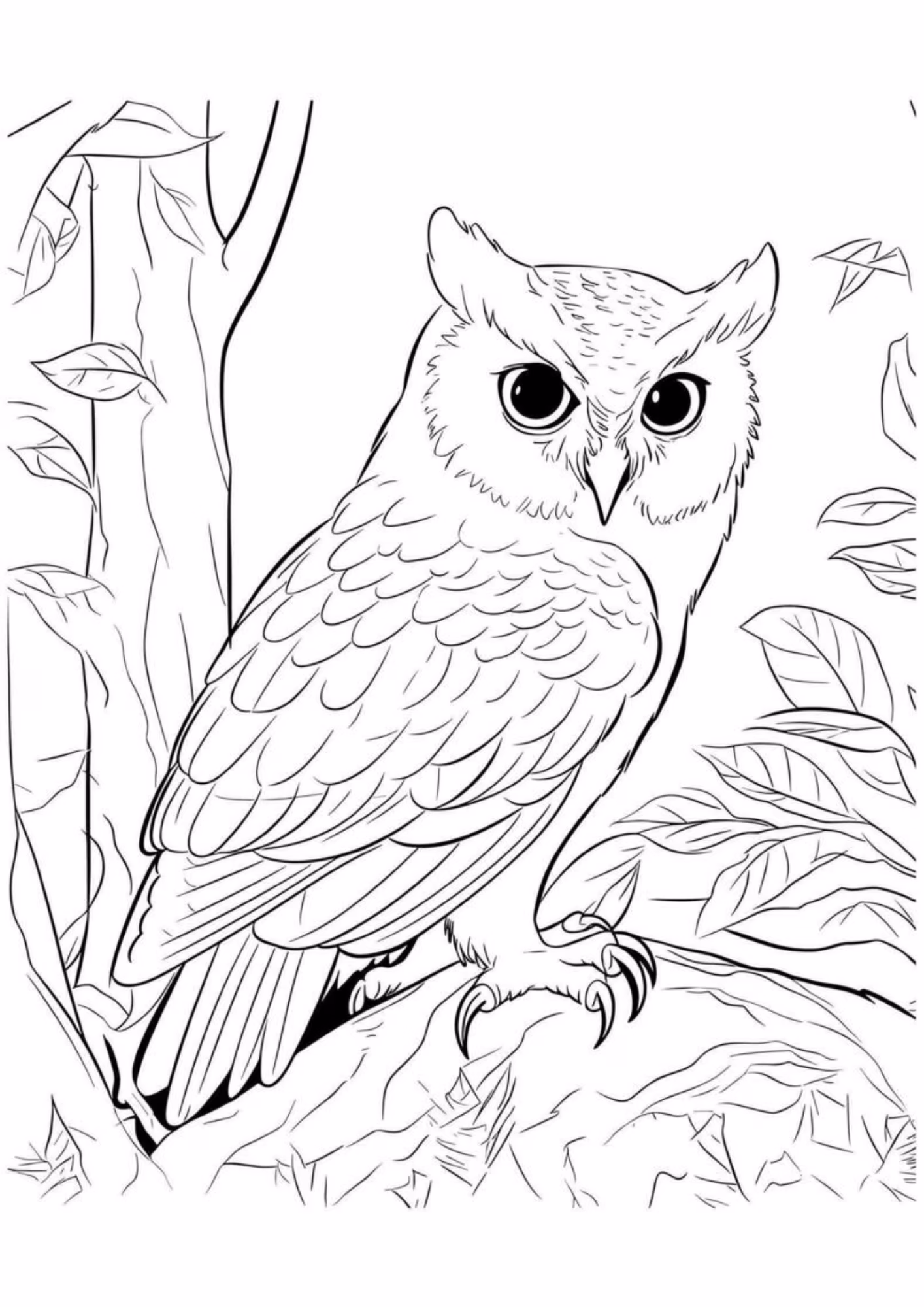 Coruja e para colorir — desenho para imprimir