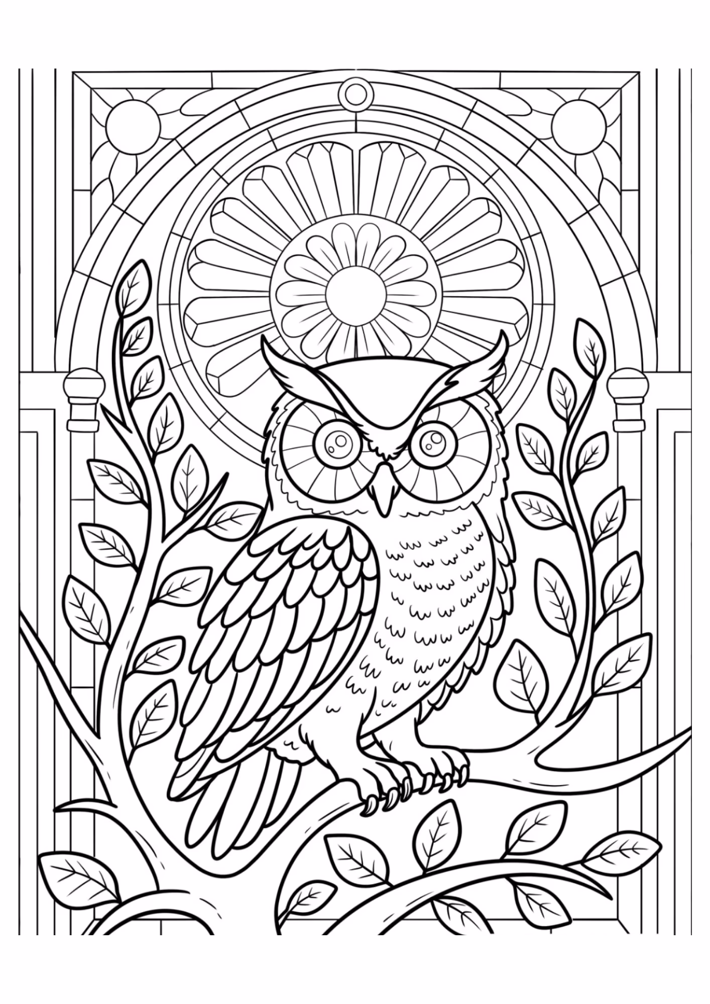 Coruja e para colorir — desenho para imprimir