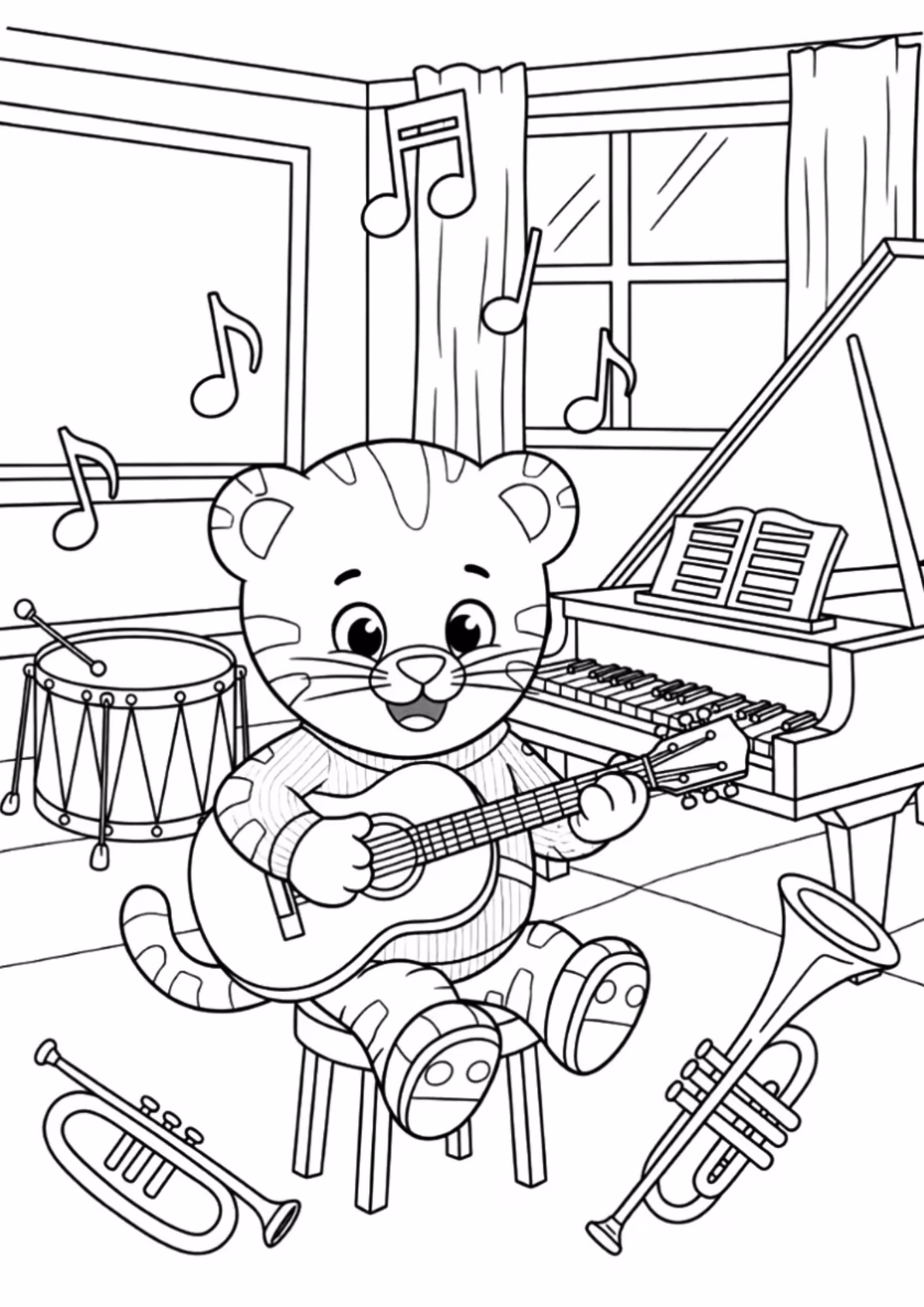 Daniel tigre e para colorir — desenho para imprimir